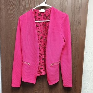 Vibrant Pink Women's Blazer with Lace Interior